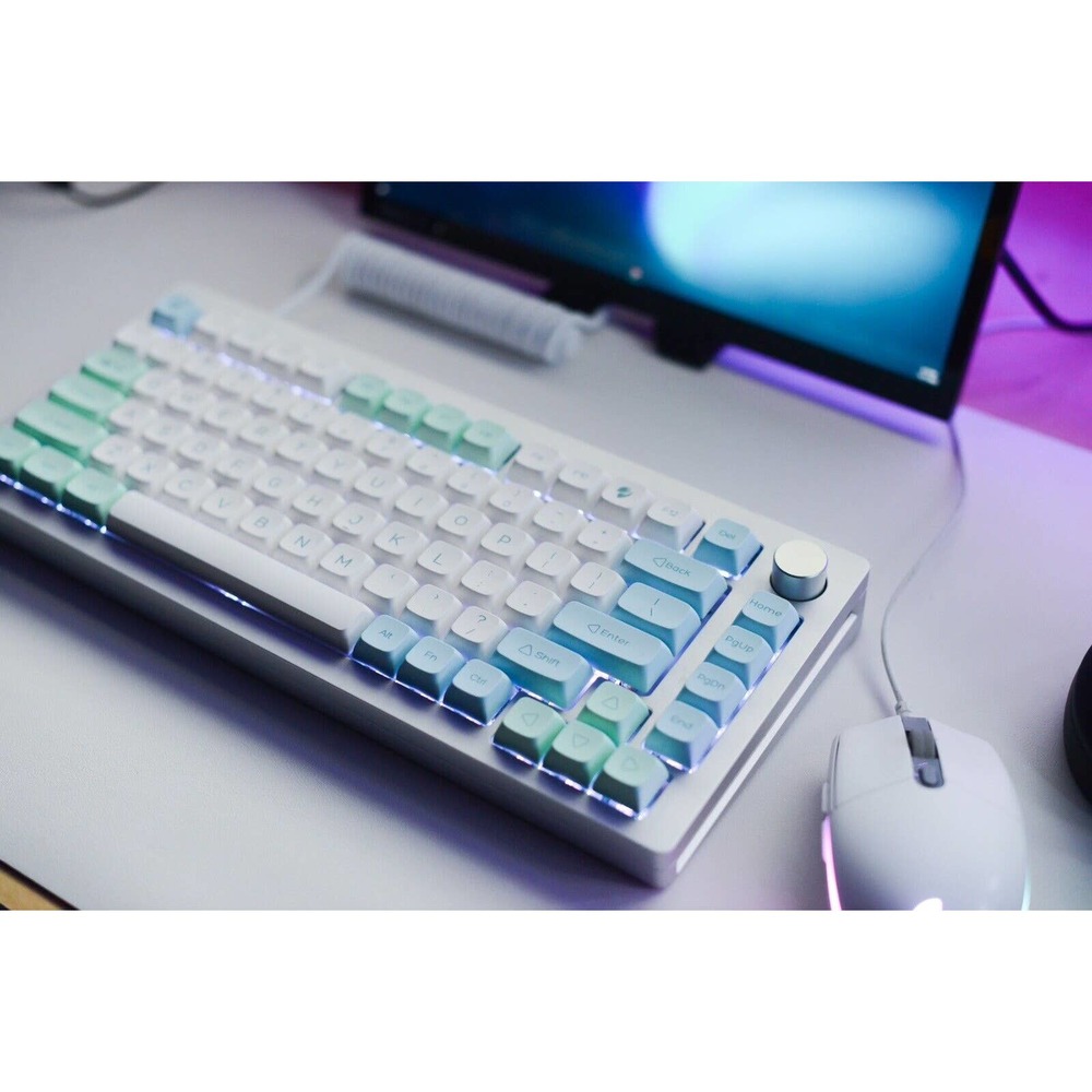 Custom Modded Mechanical Keyboard 75 Percent Silver Monsgeek M1 Thock Lubed RGB - Picture 4 of 9